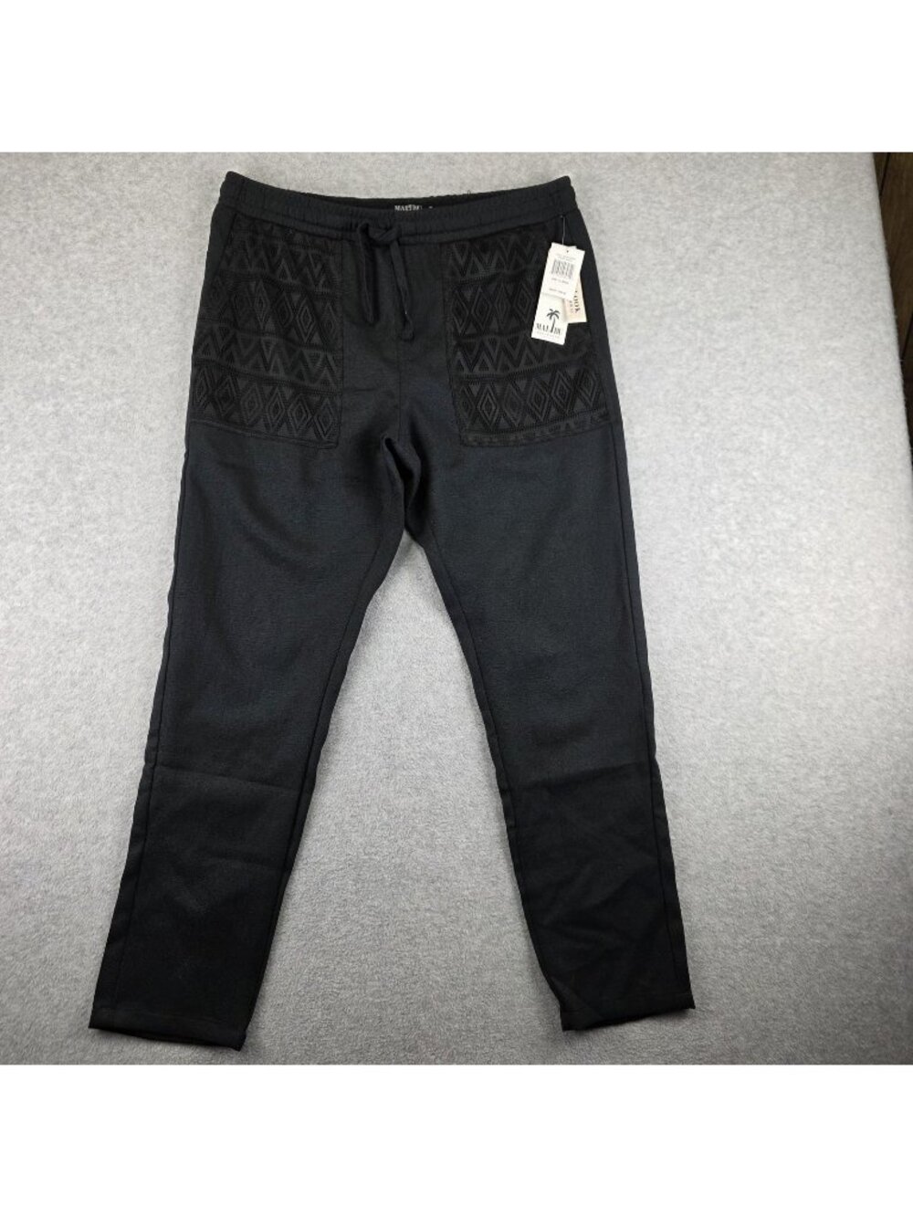 Malibu Beach Club Jogger Pants Mens XL Black Slim Tapered Drawstring Lounge